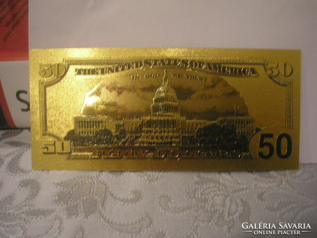 New $50, 24 kt gold banknote birthday name day wedding anniversary replica for sale as a gift
