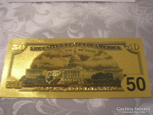 New $50, 24 kt gold banknote birthday name day wedding anniversary replica for sale as a gift