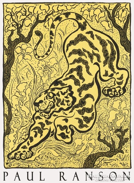 Paul Ranson Tigris a dzsungelben 1893 francia szimbolista litográfia művészeti plakátja japán stílus