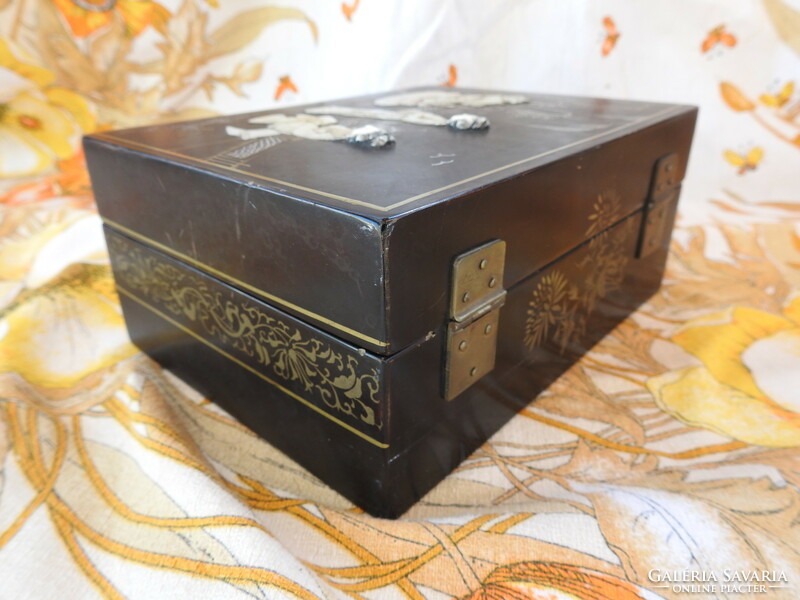 Old chinese jewelry box with mother of pearl inlay
