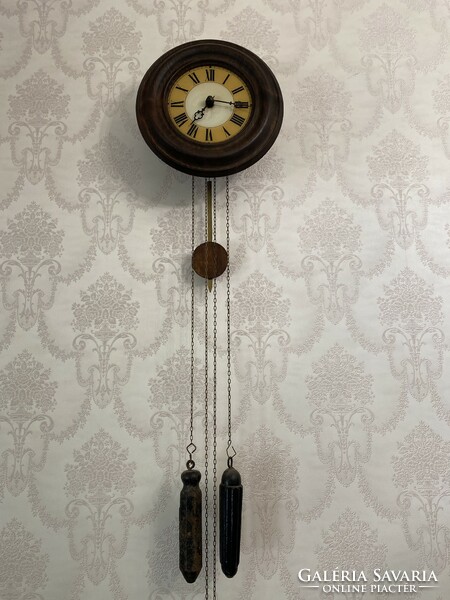 Antique peasant wall clock working