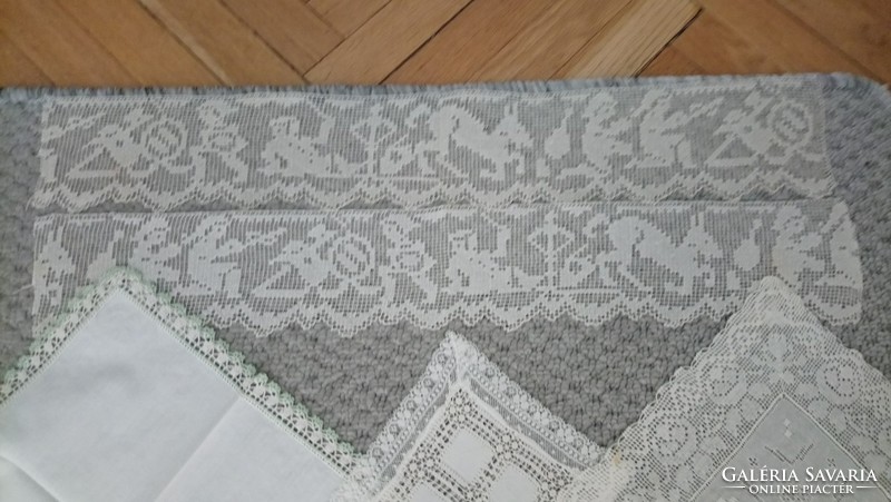 Antique Art Nouveau rece lace, crocheted handkerchief, embroidery ornament. Handkerchief, etc. 5 pcs are perfect