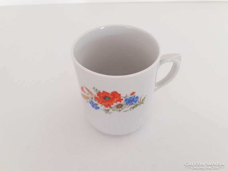 Old zsolnay porcelain cup with poppy wildflower tea mug 1 pc