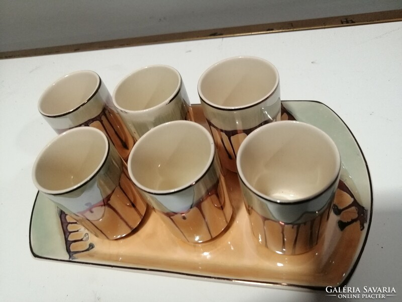 Art-deco with 6 ceramic brandy glasses trays. Negotiable!