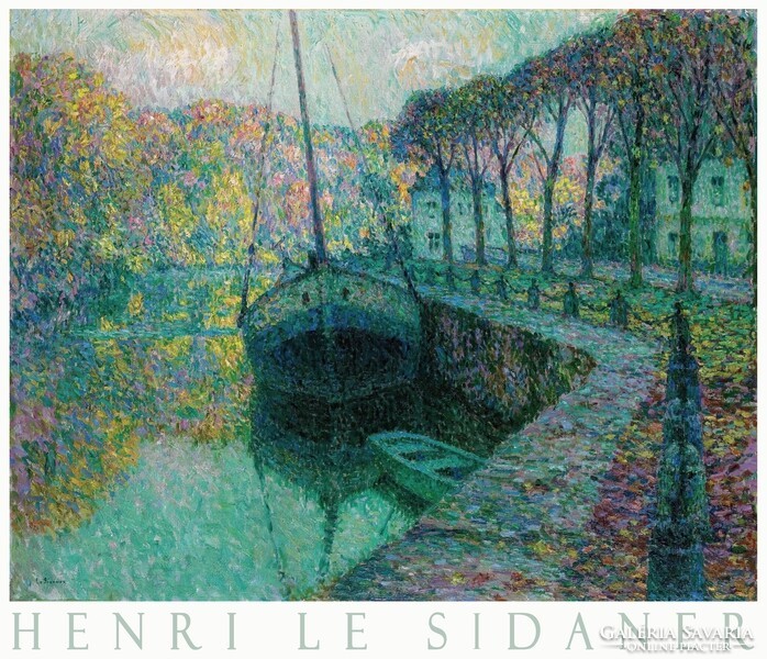 Henri le sidaner salt ship 1919 impressionist painting art poster harbor promenade autumn