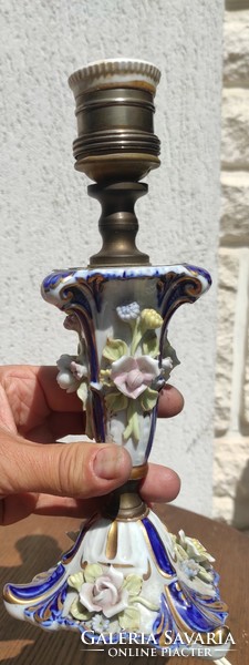 Antik porcelán asztali lámpa rózsás,jelzett