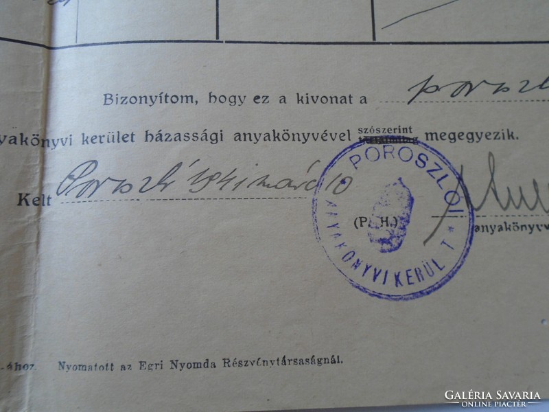Ad00007.11 Poroszló marriage certificate 1941 sipos tóth military case stamp free