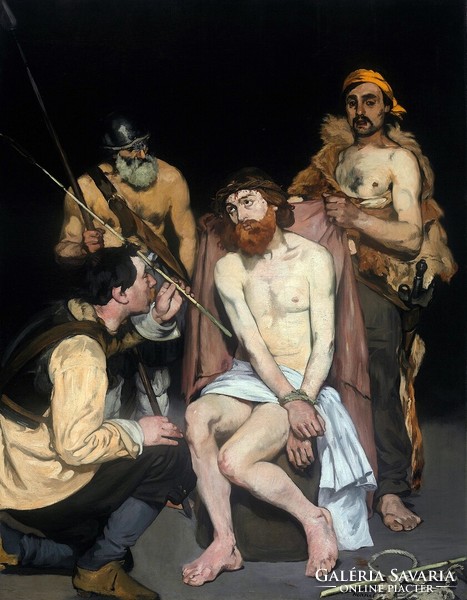 Manet - A katonák által kigúnyolt Jézus - vászon reprint vakrámán