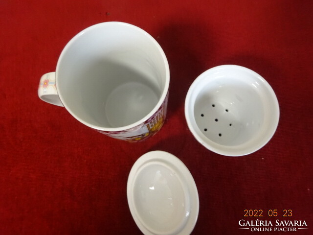 Kínai porcelán teafőző pohár, magassága 14,5 cm. Vanneki! Jókai.