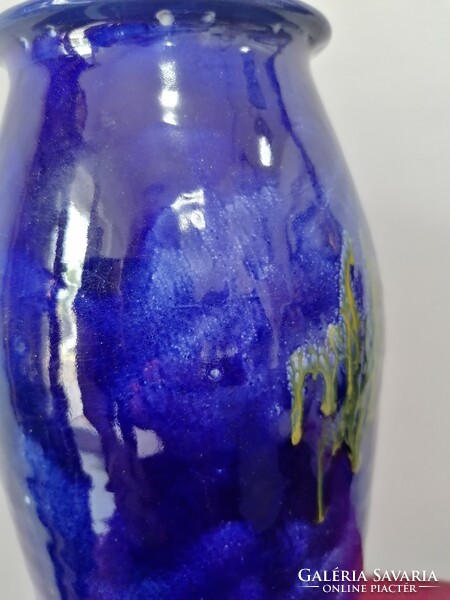 Zsűrizett - szignózott retro iparművészeti kerámia váza