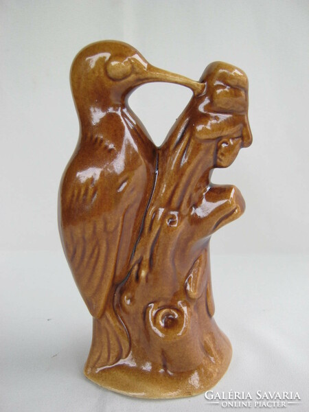 Marked glazed ceramic bird woodpecker