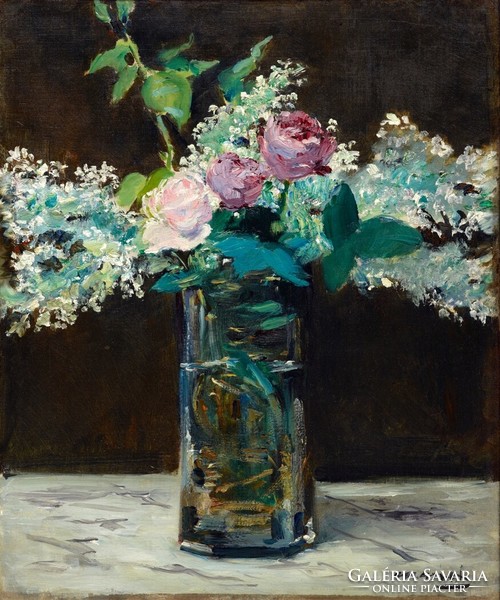 Manet - lilacs and roses - canvas reprint on blinds