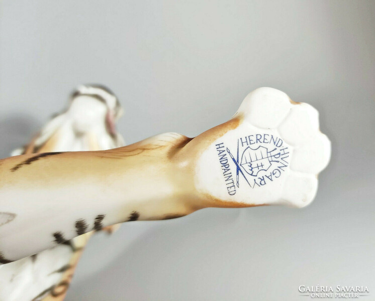 Herend, hunting tiger 44 cm hand-painted porcelain figurine mcd, flawless! (J042)
