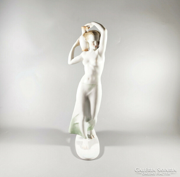 Herend, art deco lady with water jug hand-painted porcelain figurine, flawless! (J036)