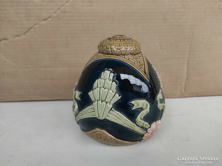 Antik majolika porcelán szecessziós jugendstil pertóleum lüszter lámpa alkatrész sérüléssel 5456