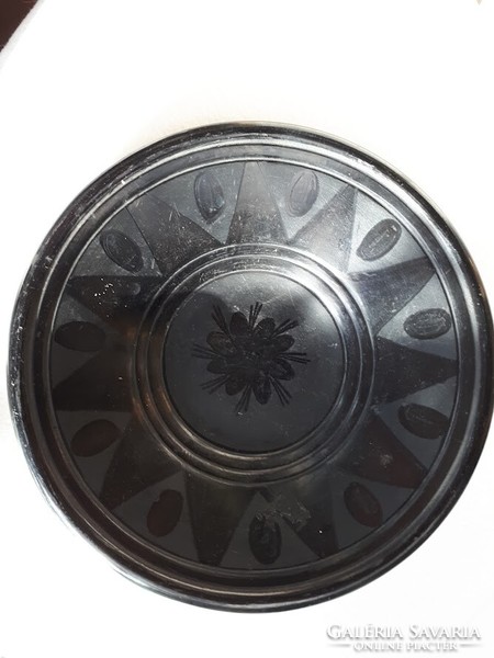 Karcag ceramic black wall plate (Karcag clay industry)