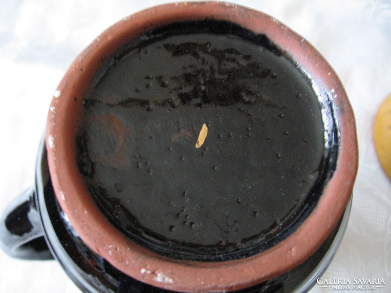 Retro dekoratív fekete-arany kerámia kancsó, váza