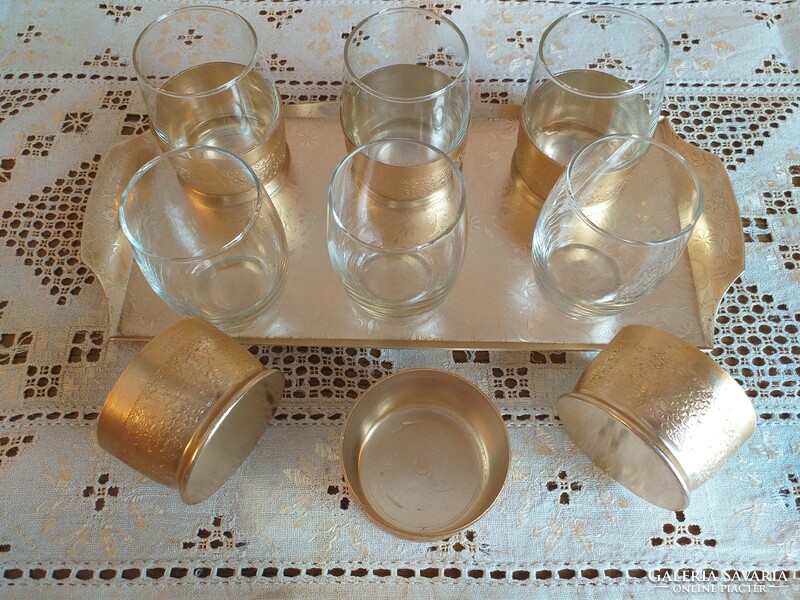 Retro metal placemat glass cup set with tray