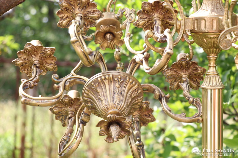 Baroque style brass 6 arm chandelier
