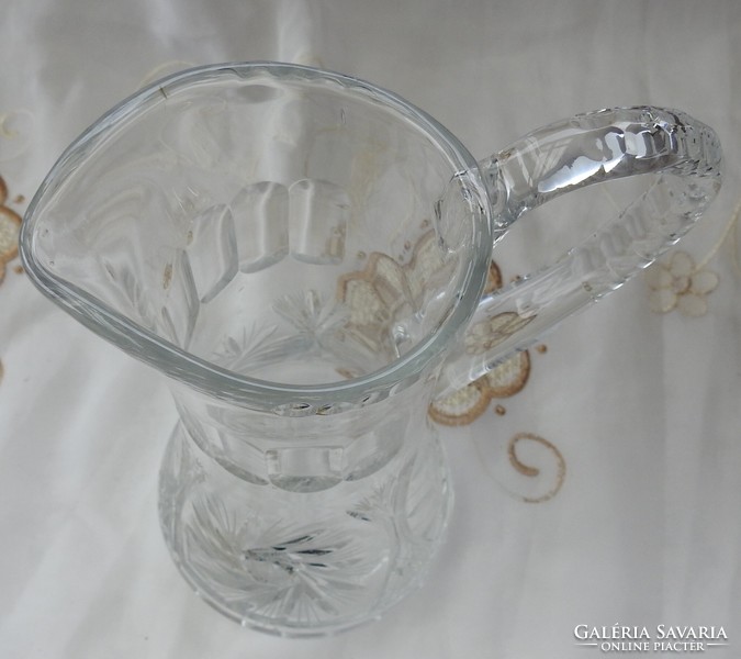 Large hand - polished beverage crystal spout - jug