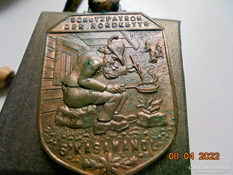 Bronzed antique badge nordkette austrian alps innsbruck northern chain with the cable car