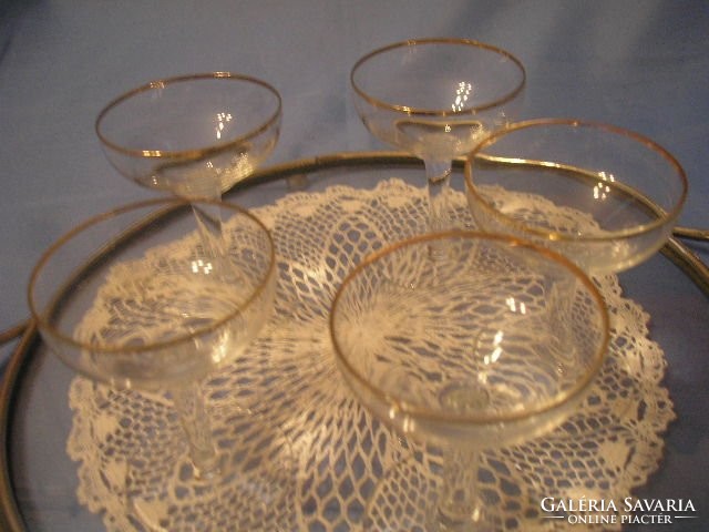 U1 antique, gold-plated flawless 5-piece filigree short-drink liqueur extra rarity