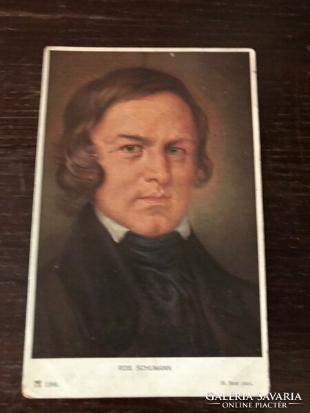 Rob. Schumann német zeneszerző.1810-1856 színes képeslap. Írott. Bélyeggel ellátott.