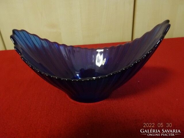 Kobalt kék üveg asztalközép. Mérete: 16,5 x 9,5 x 8,3 cm. Vanneki! Jókai.