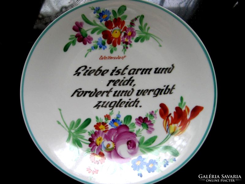 Anton Ott Radebeul kézzel festett aforizma feliratos tányér