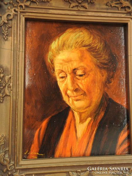 Ismeretlen festőművész -  Asszony portré  - olaj / fa - blondel keretben