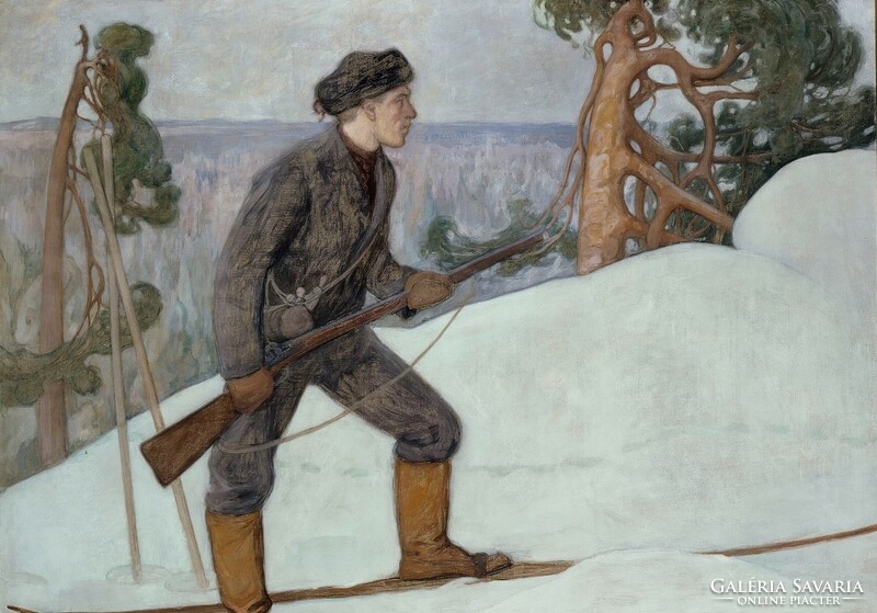 Pekka halonen - the hunter - canvas reprint