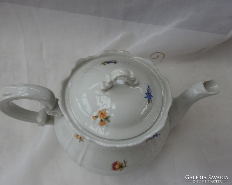 Régi barokk apróvirág mintás zsolnay tea - kiöntő