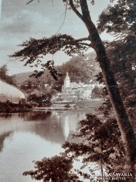Old postcard photo postcard with purple Hámori lake palace hostel