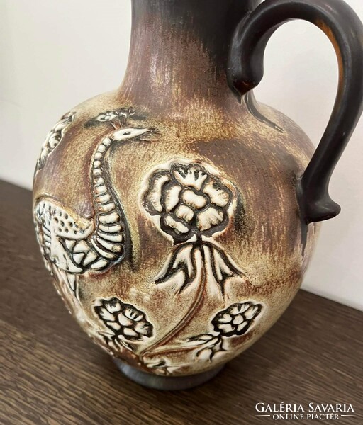 Walter gerhards vintage ceramic vase with beautiful plastic decoration-34 cm