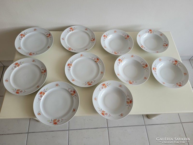 Régi Alföldi porcelán retro virágos tányér 10 db