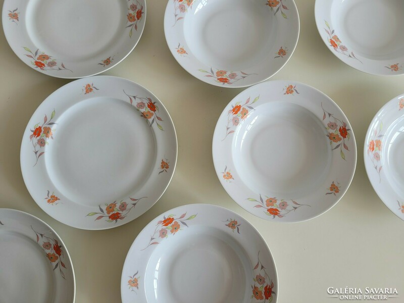 Régi Alföldi porcelán retro virágos tányér 10 db