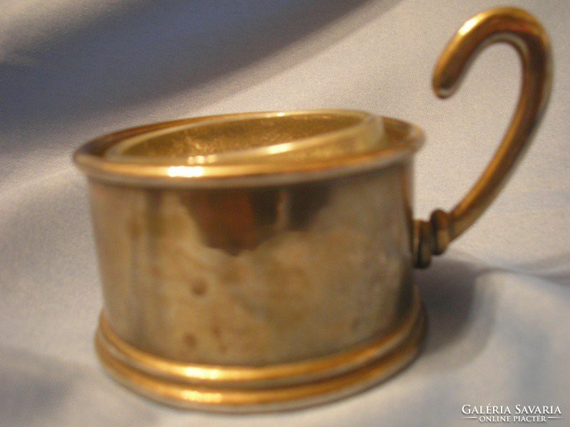 Silver-plated, art deco spice holder rarity with thick-walled glass insert for sale