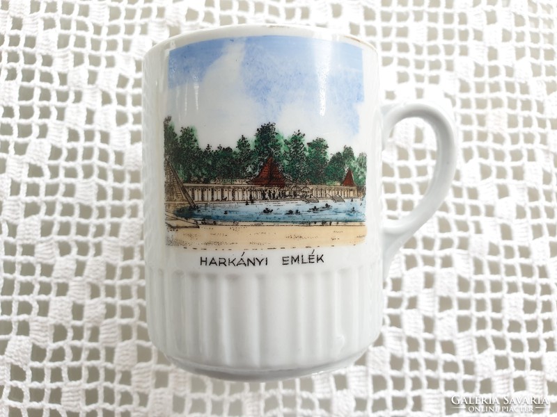 Old Zsolnay porcelain Harkány memorial mug tea cup