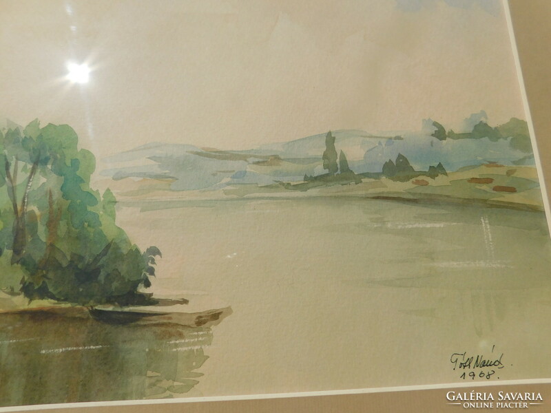 Tóth Nándor: Dunaparti táj,akvarell