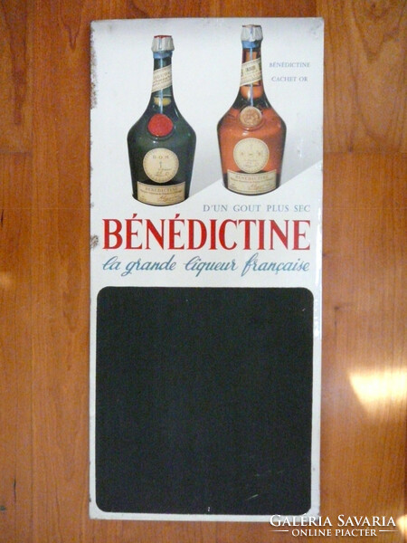 Old retro original benedictine French liqueur advertising chalk inscription on metal plate 1960 alcohol spirit