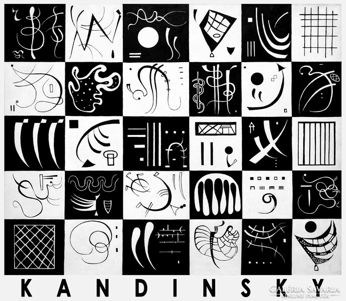 Kandinsky Kandinsky thirty 1937 abstract painting art poster, black white chess