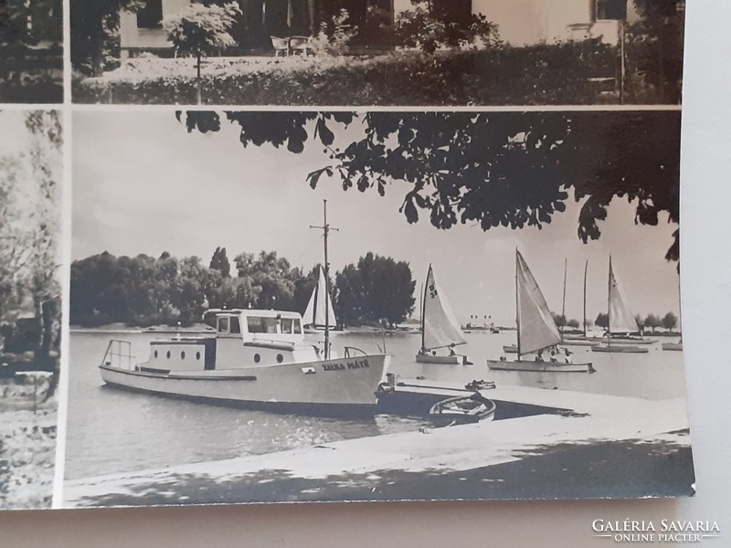Régi képeslap 1961 Balatonföldvár üdülők kikötő fotó levelezőlap