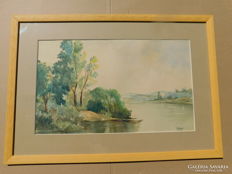 Nándor Tóth: Danube landscape, watercolor