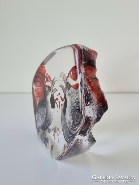 Mats Jonasson (Maleras) svéd designer egyedi kristályszobra-ritka,gyűjtői üvegmunka(15 cm)