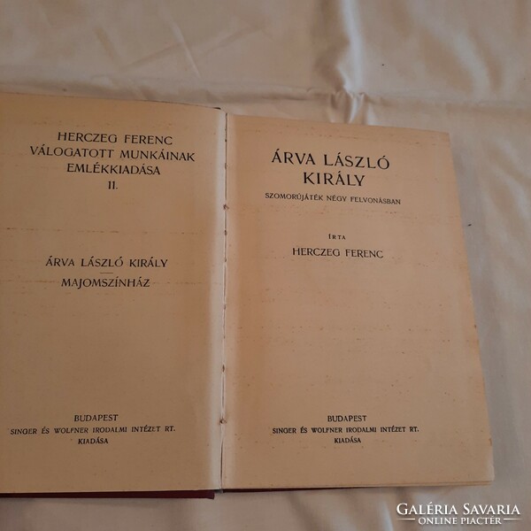 Herczeg Ferenc válogatott munkáinak emlékkiadása 1933   11/20. kötet   Árva László király