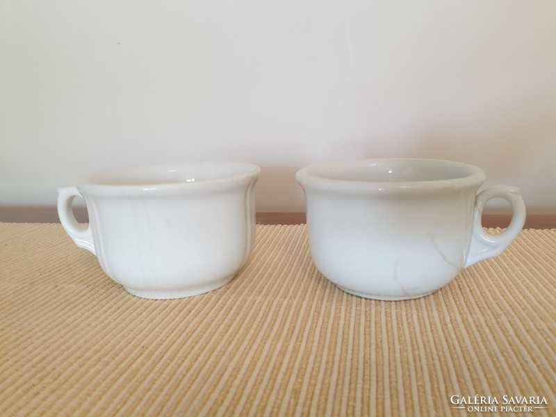 Antique white porcelain cup with old folk mug 2 pcs