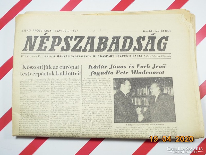 Régi retro újság - Népszabadság - 1971 december 19. - XXXII. évfolyam 296. szám