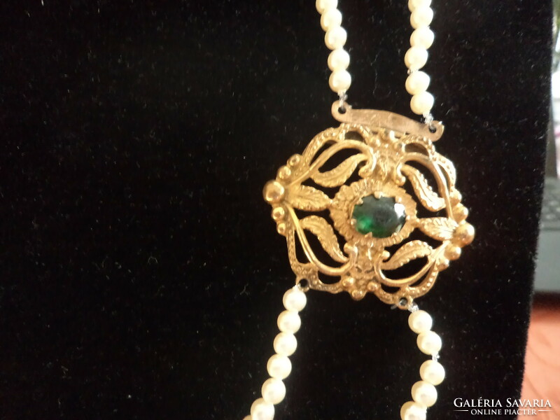 Elegant two-row necklace with antique copper clasp !!