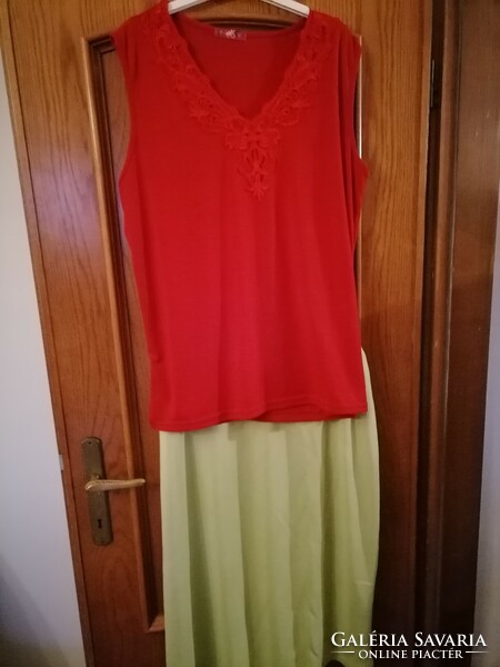 Beautiful more beautiful plus size than me elegant casual also skirt 50 52 fashion green crochet fabric 96-115 waist