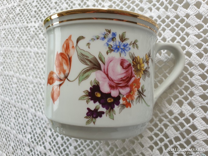 Régi porcelán bögre nagy méretű virágos csésze